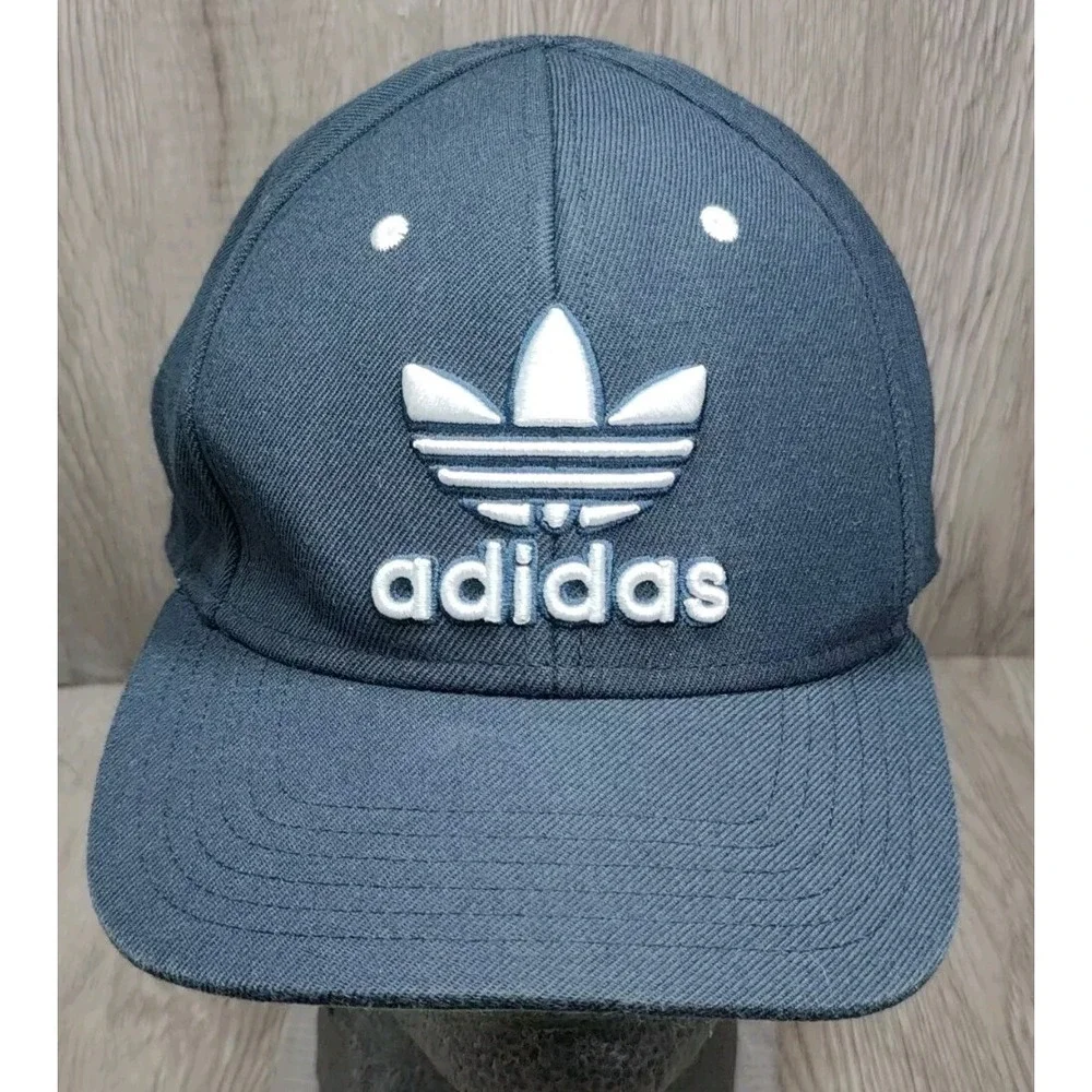 Adidas‎ Snapback Hat Cap Navy Blue Wool Blend Flat Bill Embroidered Logo